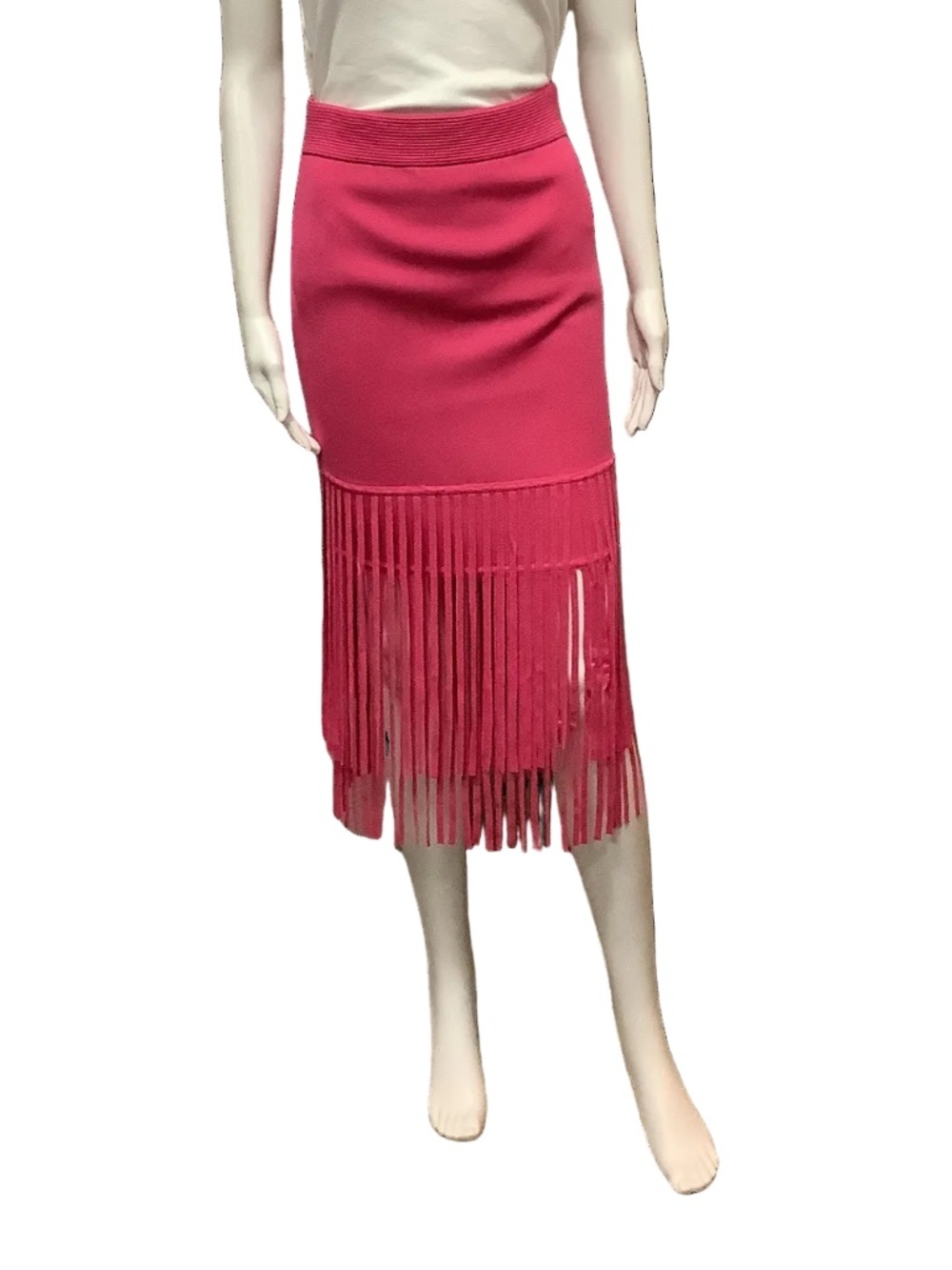 Toccin Women's Skirt Pink Knit Fringe Midi Size: S W/Tags